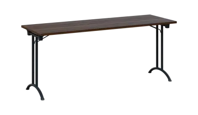 SLA 180 lak skládací jednací stůl 1800x600, deska 25 mm, podnož černý lak, deska ořech královský